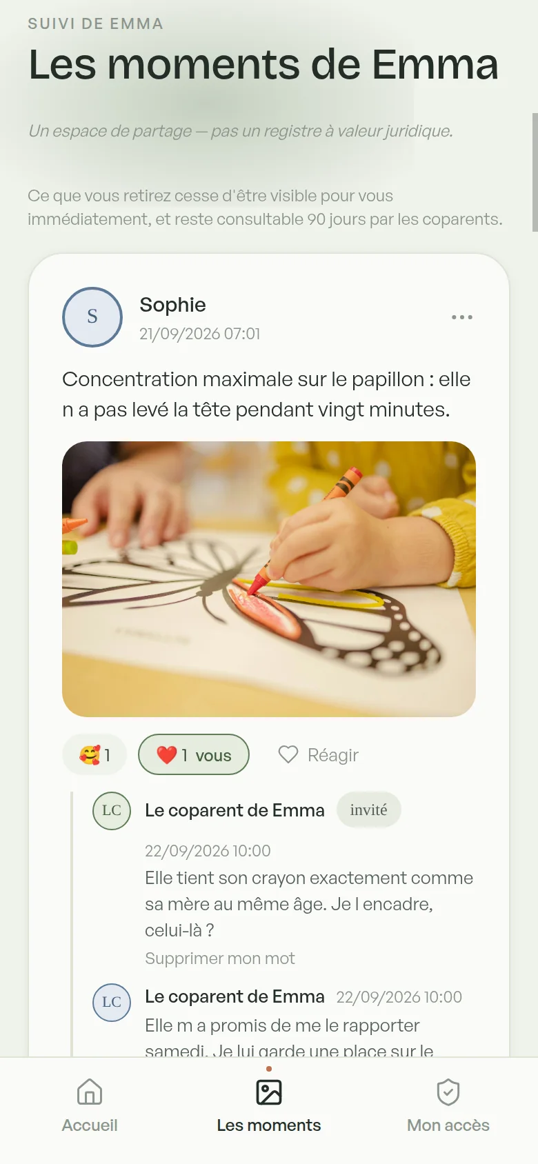 Le même mur vu par Colette, la grand-mère, depuis son espace invité